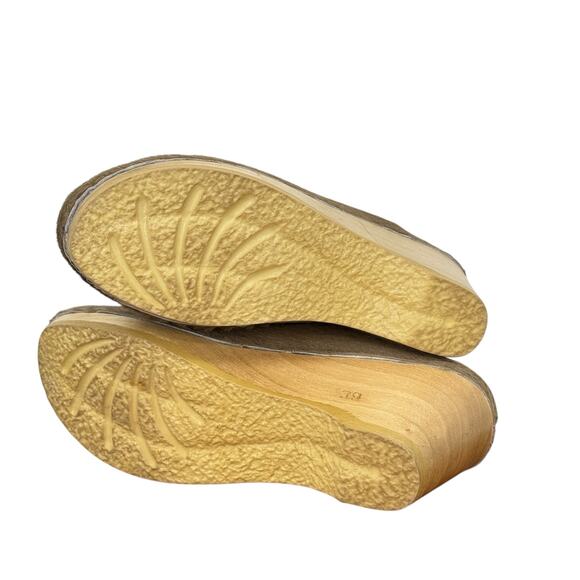 No. 6 New School Clog Wedge 39 9 Horsehair Brown Tan Classic Handmade Luxe Wood - Picture 8 of 9